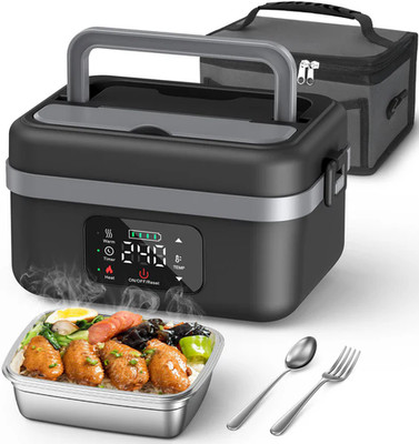 Elektrische Lunchbox 1L Edelstahl mit 16000mAh Akku LCD Timer Self-Heating Box