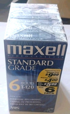 Maxwell 6 VHS T-120 6 Hour Standard/High Standard Grade New Sealed