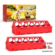 2-Pack Plastic Flip-Top Poultry Feeders, Spill-Proof Chick with Feeder Trough