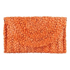 Straw Clutch Purses for Women Summer Beach Bags Envelope Woven Clutch Orange