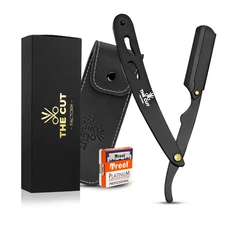 Straight Razor for Men with Leather Pouch & 20 Single Edge Blades