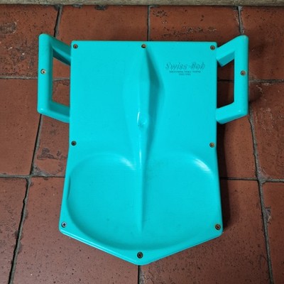 Vintage Swiss Bob Schlitten Schneesitz EMS blau türkis Swiss Made