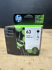 HP 63 2pk Ink Cartridges - Black, Tri-color L0R46AN 140  only 1 Inside 