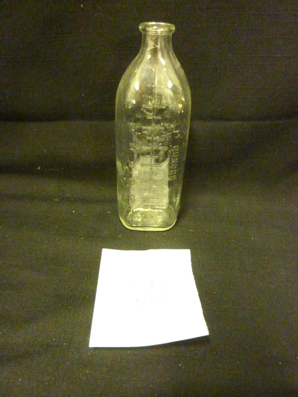 VINTAGE GLASS BABY BOTTLE "HAPPY BABY" EMBOSSED BABY BOY 8 OZ. FEEDING BOTTLE