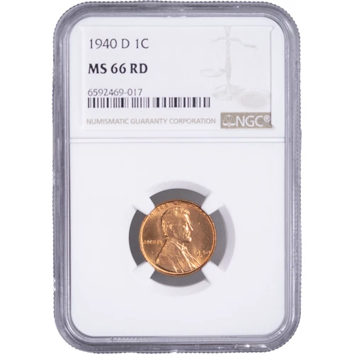 1940 D 1c Lincoln Wheat Cent ~ NGC MS 66 RD