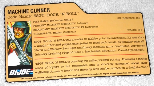 2008 Rock N Roll (single carded version) - GI Joe file card (modern)
