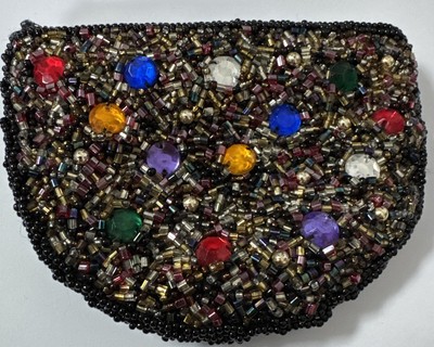 Sorpresa! Change Purse black with multi color jewel face. 4.5  x 3  back black