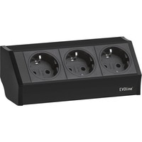 Evoline V-Dock Steckdosenelement 3-Fach - Tischsteckdose, Alufarbig/Schwarz