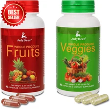 2 Bottles 18O Capsules Whole Food Fruit & Veggies Superfood Supplement US