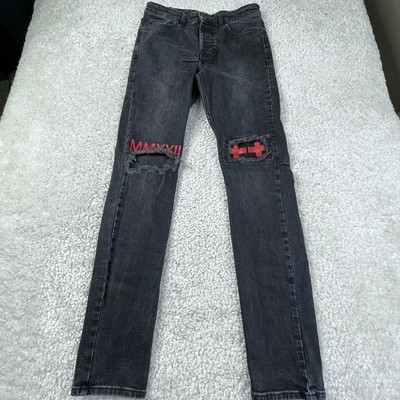 パンツ emostanceclub destroyed red stitch denim Ksubi Chitch World Tour Black Distressed Jean Red Stitch Mens