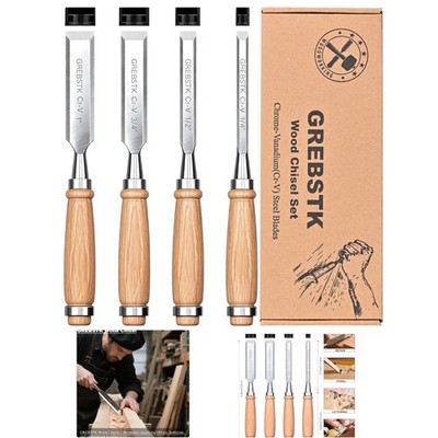 4-Piece Ultra-Sharp Chisel Set with Ergonomic Handles for Perfect Woodworking