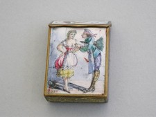 French Brass & Enamel Theatrical Risque Actors Vesta Case Paris c1890.