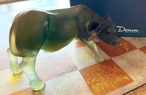 DAUM BUFFLE GM PATE DE VERRE GRÜNTON KRISTALL WASSERBÜFFEL FIGUR 11,5 Zoll - Bild 1 von 8