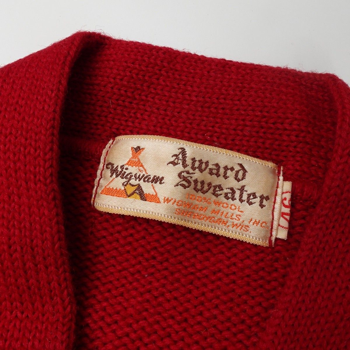 Wigwam Award Sweater マスタード　50s〜60s Vintage 60s Wisconsin University Badgers Wool V Neck Sweater