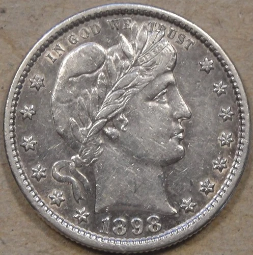 1898-S Barber Quarter 25c Polished AU as Pictured L3-2