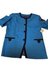 Chad Stevens NWT Blue Windowpane Longline Blazer Jacket Size 18 Made in USA