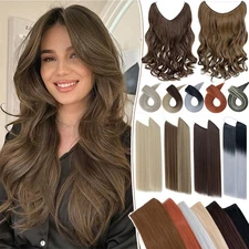 Balayage Brown Wire In Hair Extensions Elastic Band Secret Miracle Ring AS Human