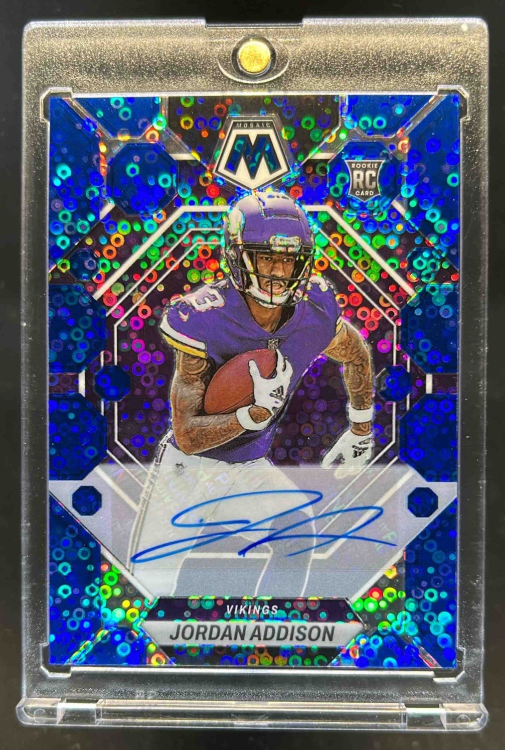 2023 Mosaic Jordan Addison Rookie Auto No Huddle Blue #337 Vikings