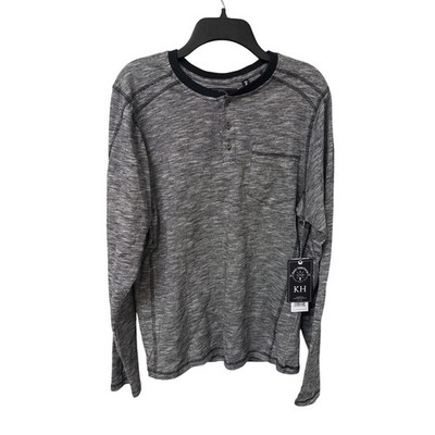 Knit Heritage Gray Marled Henley Shirt Long Sleeve Pocket Casual Core Men M NWT