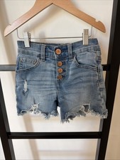 Justice Girl's Highrise Midi Short Snap Fly Distressed Size 8