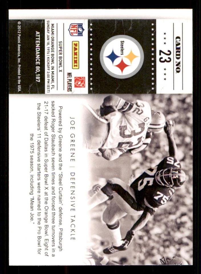 2011 Playoff Contenders Super Bowl Tickets #23 Joe Greene - Image 2 of 2
