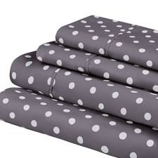 Cotton Blend Sheet Set, Polka Dot Design, Includes 1 Elastic Deep Pocket Fitt...