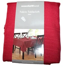 Essential Home Round 70" Solid Red Jetta Fabric Tablecloth