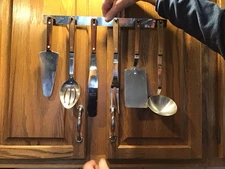 MCM Stainless & Wood Hanging Kitchen Utensil Set Rivet Handle K.C. PHILADELPHIA