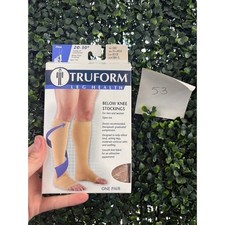 Truform 20-30 mmHg Below Knee Compression Stockings Open Toe Beige Size Large