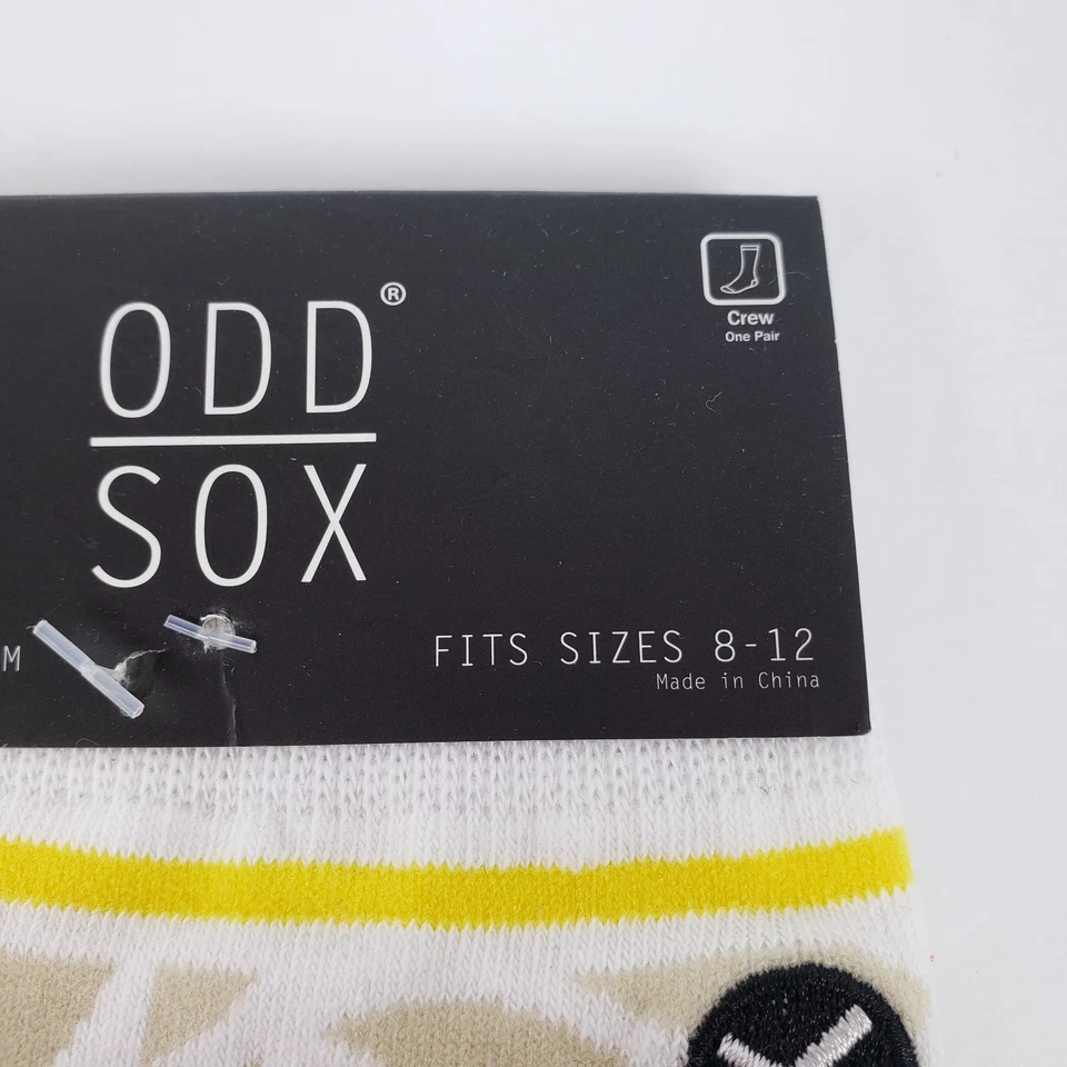 1 par de calcetines de punto Odd Sox Lavish Money para adultos talla 8-12 blanco amarillo beige Foto 2 de 4