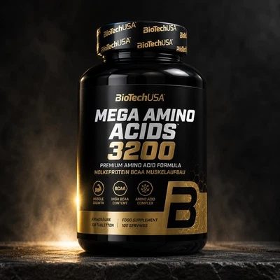 MEGA AMINO ACIDS 3200 - Molkeprotein BCAA Muskelaufbau -Aminosäure 100 Tabletten - Bild 1 von 2