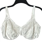 36D VASSARETTE Bra Second Skin Satin Embroidered Lace Floral White  75-014