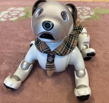 Sony aibo Outfit Light Brown Check Handmade Clothes Set Tail Scrunchie Japan