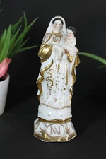 Antique french vieux paris porcelain religious madonna mary figurine statue 