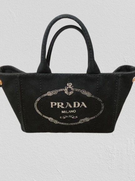 Prada Black Canvas Canapa Logo Tote Bag Tote Bag Prada