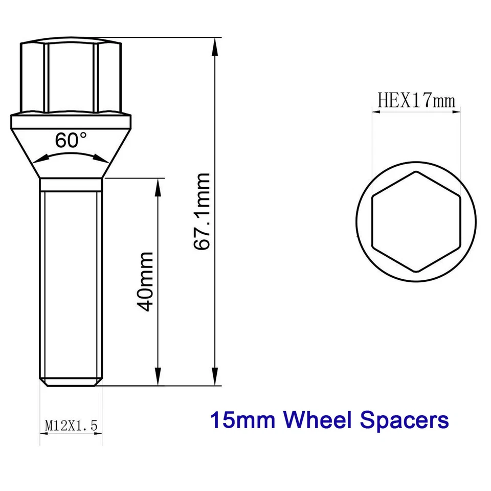Kit de espaciadores de rueda escalonados 5x120 (2) 15 mm y (2) 20 mm con pernos extendidos para BMW Foto 4 de 4