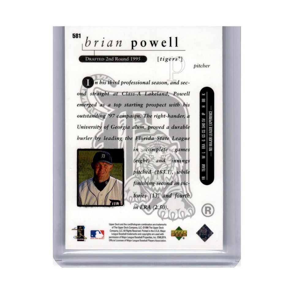 1998 Upper Deck Brian Powell Tigers #581 - Image 2 of 3