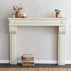 Lodge Fireplace Mantel, Distressed Cream