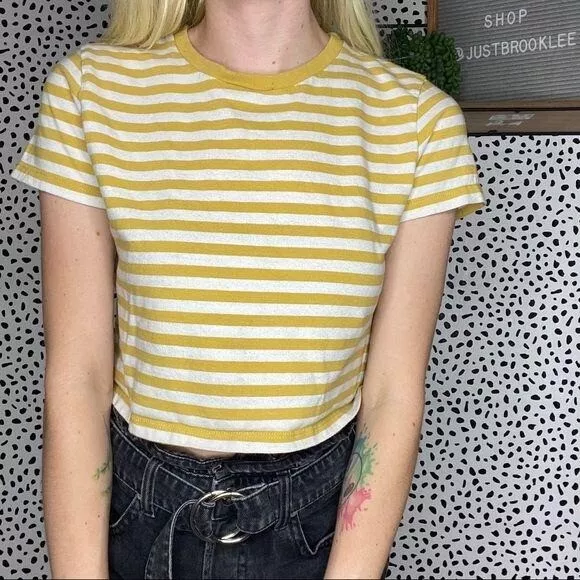 Brandy melville yellow striped cheap shirt