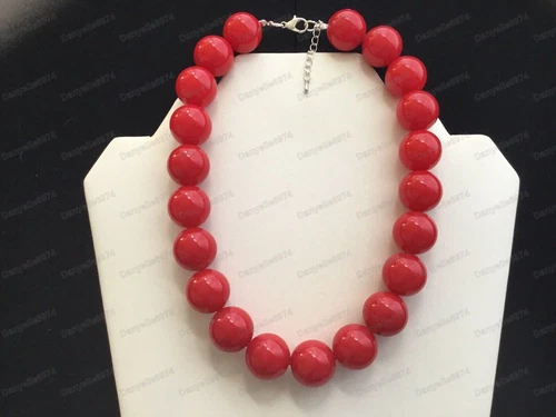 Red Chunky Bead Choker Necklace