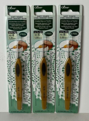 Clover Soft Touch Stahl Häkelnadeln #4 #6 #8 verschiedene Größen! (UK Kostenloser Versand!)
