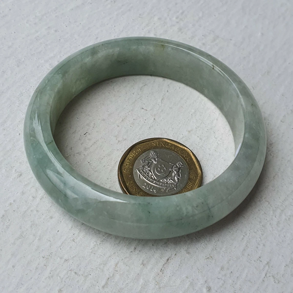 54mm Certified Type A Icy Jadeite Bangle Ice Green Golden Sand Old