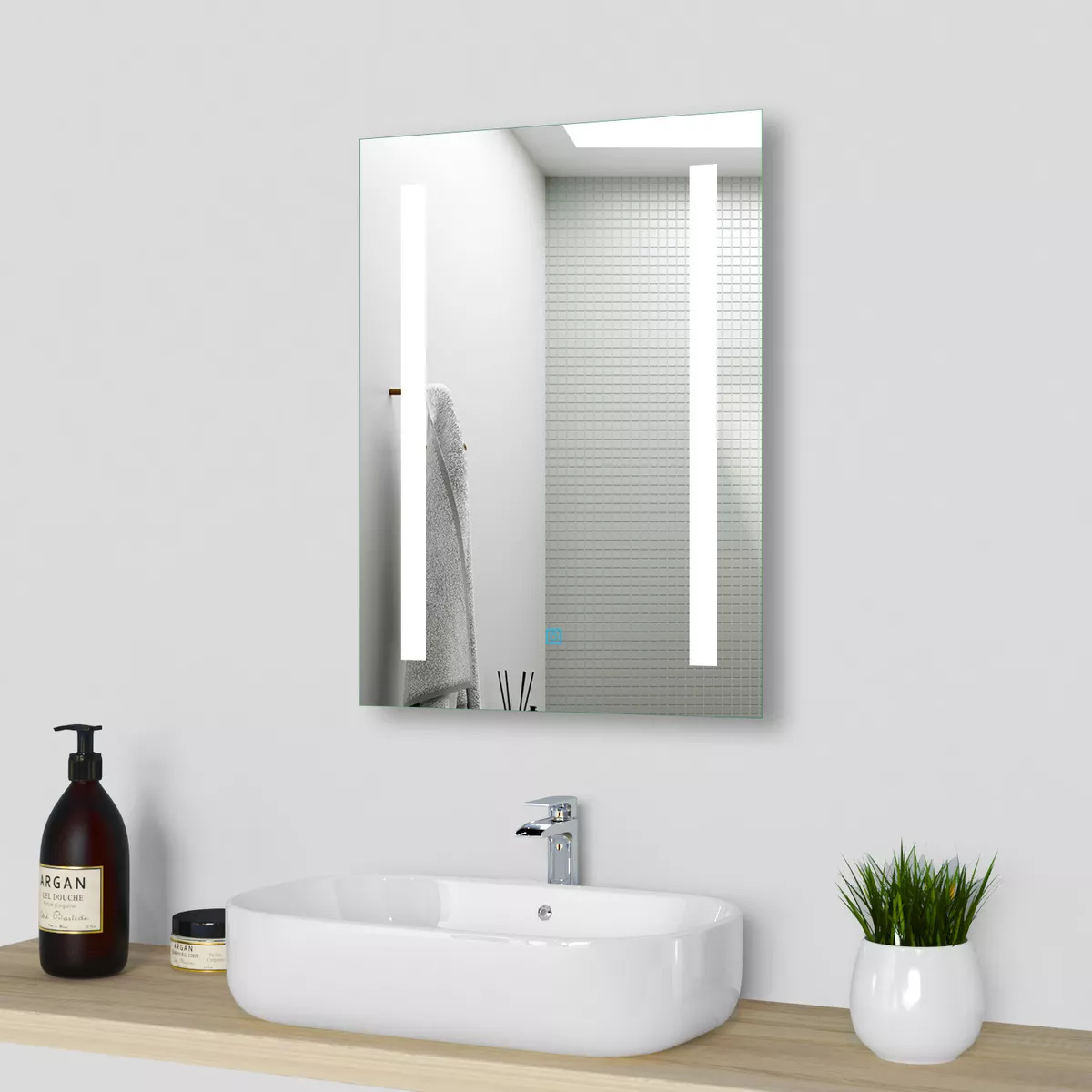 Small wall mirror with lights deals