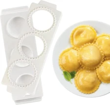 Jumbo Ravioli Molds - 2.5" Round- Homemade Filled Pasta Maker - 2 Piece Tray & P