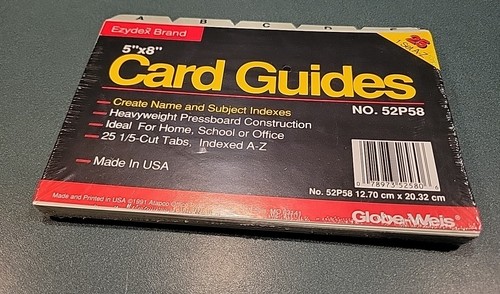 Globe-Weis 5" x 8" Kartenführungen A-Z 52P58 brandneu versiegelt, schwer!  GRÜN - Bild 1 von 6