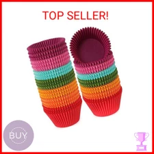 Caperci Bright Rainbow Jumbo Cupcake Liners Extra Large Muffin Baking Cups 300ct