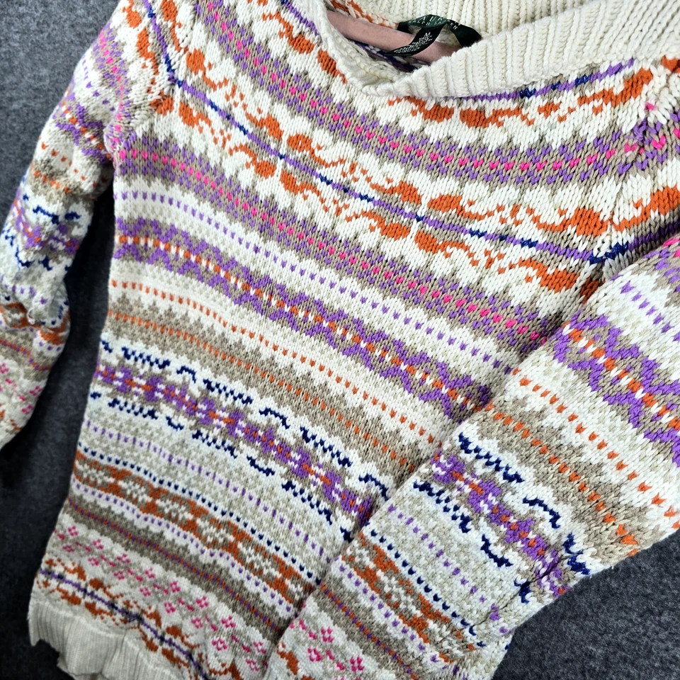 Suéter Pullover Lauren Ralph Lauren Mujer M Fair Isle Lana Naranja Brillante Púrpura Foto 4 de 4