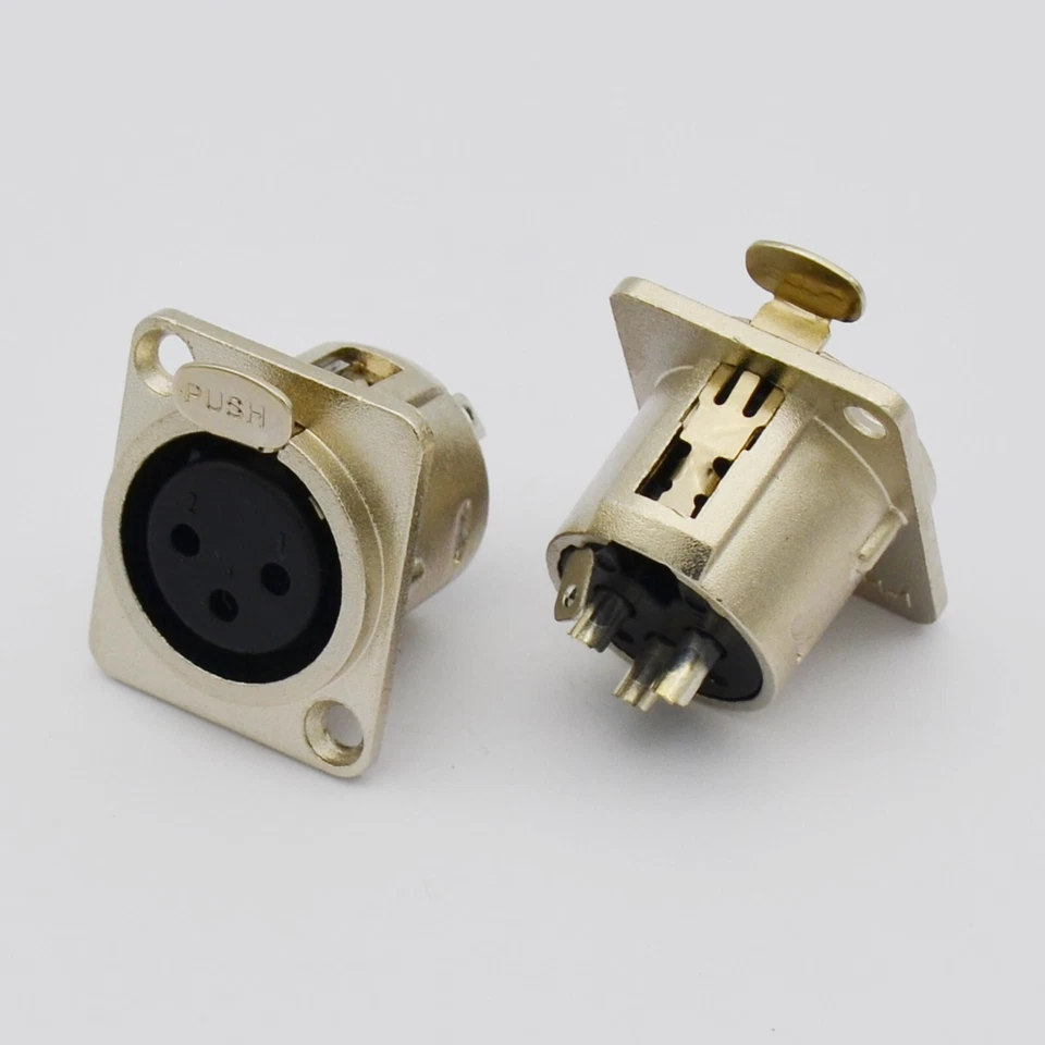 10,Panel Mount XLR 3-pin Female Connector - Nickel Case Metal Chassis - Image 3 of 4