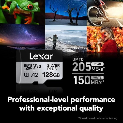 Lexar Professional Silver Plus 128GB Ultra-HD Video Micro SDXC UHS-I Memory Card - Picture 2 of 7