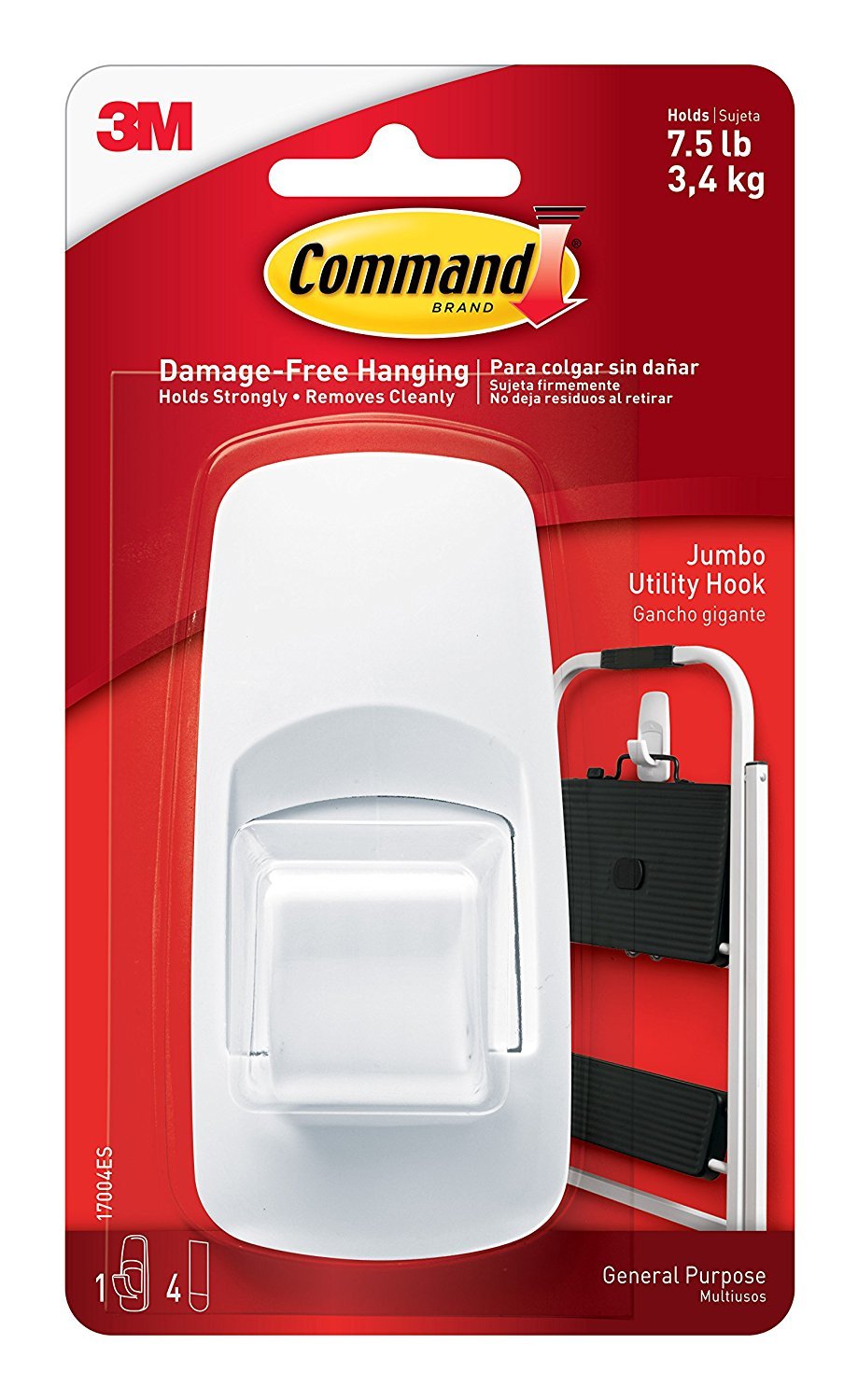 3M COMMAND Hooks, Mini, Utility, Ceiling, Jumbo, Large, Nickel, Designer Hooks 